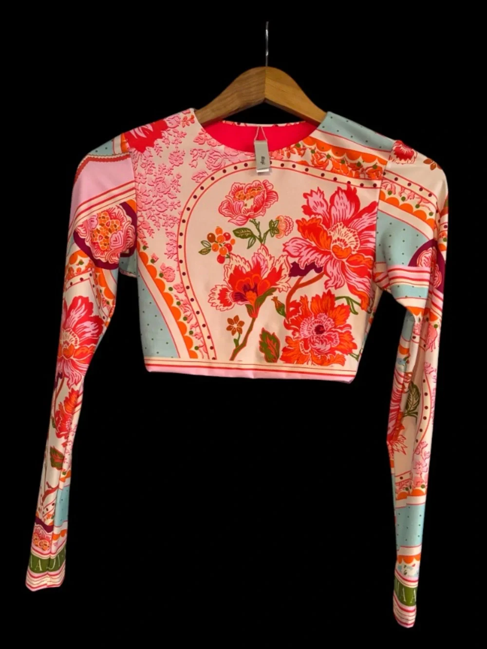 Maaji Spectacle Floral Groove Long Sleeve Crop Swim Top NWT